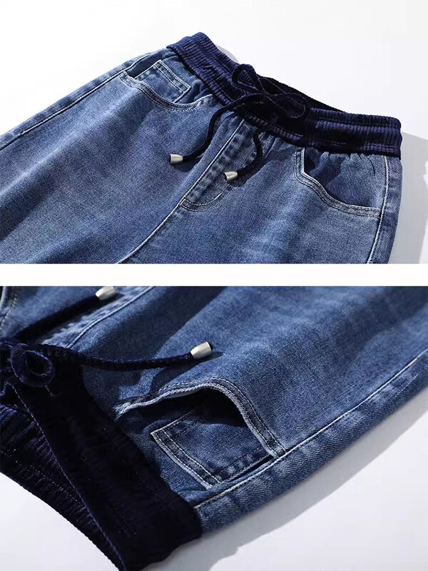 Sieviešu elastīgi augsti vidukļa taisni džinsi korejiešu baggy lielizmēra 85kg platas džinsu bikses pavasara rudens cēloņsakarības Vintage Kot Pantolon