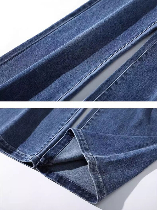 Sieviešu elastīgi augsti vidukļa taisni džinsi korejiešu baggy lielizmēra 85kg platas džinsu bikses pavasara rudens cēloņsakarības Vintage Kot Pantolon