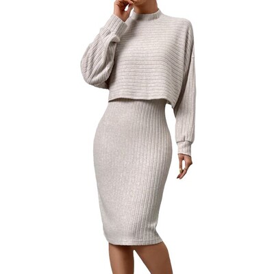 Elegantan uski set haljina ženska uska haljina s naramenicama dugih rukava i gornji ovratnik jesenski i zimski komplet novo