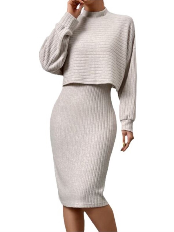 Elegantan uski set haljina ženska uska haljina s naramenicama dugih rukava i gornji ovratnik jesenski i zimski komplet novo