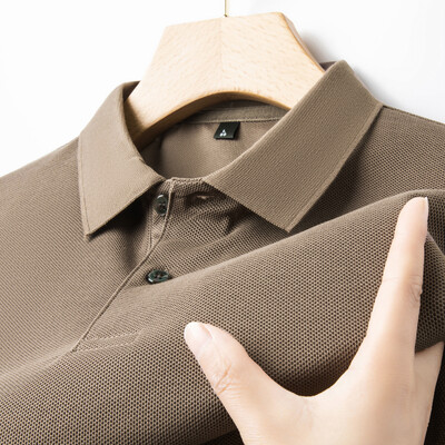 Мъжка тениска с поло от 100% памук -2024 Лятна мода, ежедневна тениска с къс ръкав, дишаща тениска с ревер, 10 цвята, идеална за голф и спорт