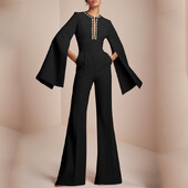 Beautyblue Traf Woman kostüüm, mood kombineedi püksid, uued vabaaja laia jalaga lõhestatud liigendiga V-kaelusega rõivaülikond naistele