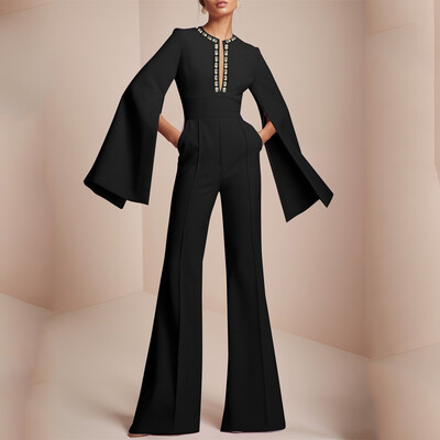 Beautyblue Traf Woman kostüüm, mood kombineedi püksid, uued vabaaja laia jalaga lõhestatud liigendiga V-kaelusega rõivaülikond naistele