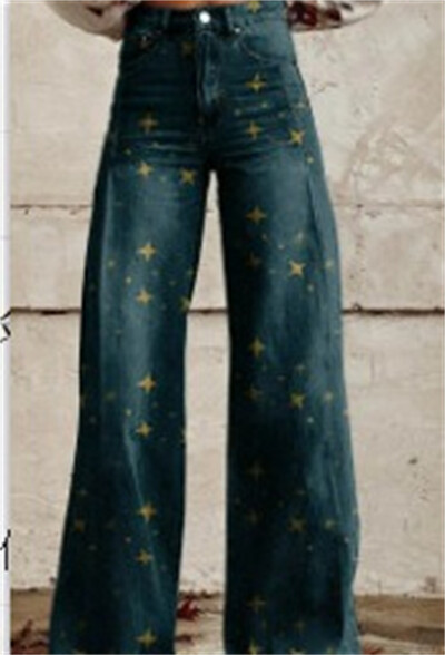 Naiste teksad Y2k stiilis kõrge vöökohaga hip-hop sirge Harajuku laia säärega moepüksid Naiste laia säärega teksapüksid