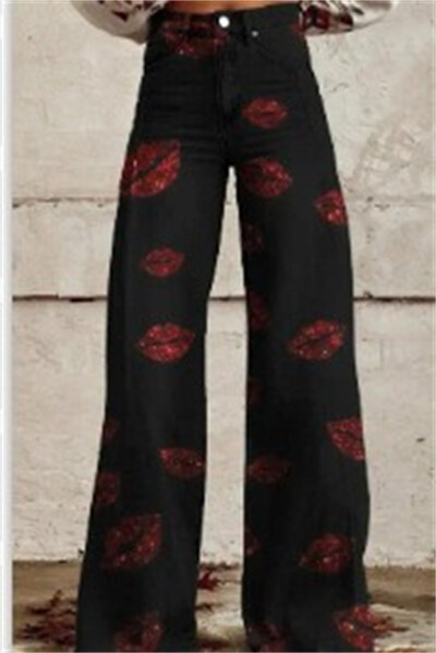 Naiste teksad Y2k stiilis kõrge vöökohaga hip-hop sirge Harajuku laia säärega moepüksid Naiste laia säärega teksapüksid