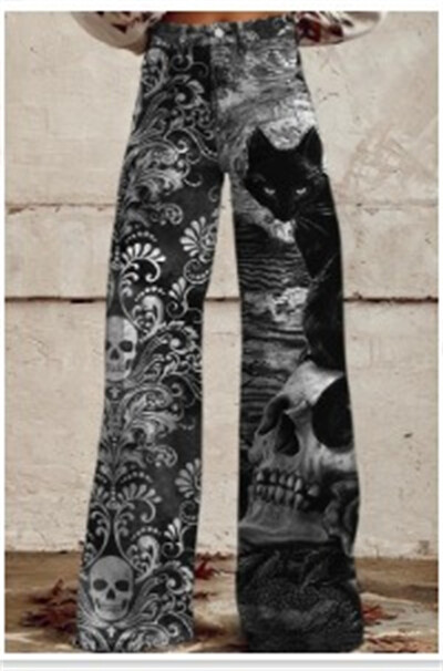 Naiste teksad Y2k stiilis kõrge vöökohaga hip-hop sirge Harajuku laia säärega moepüksid Naiste laia säärega teksapüksid