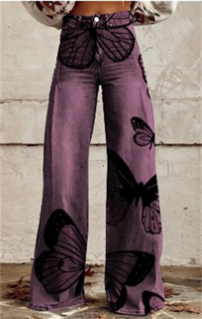 Naiste teksad Y2k stiilis kõrge vöökohaga hip-hop sirge Harajuku laia säärega moepüksid Naiste laia säärega teksapüksid