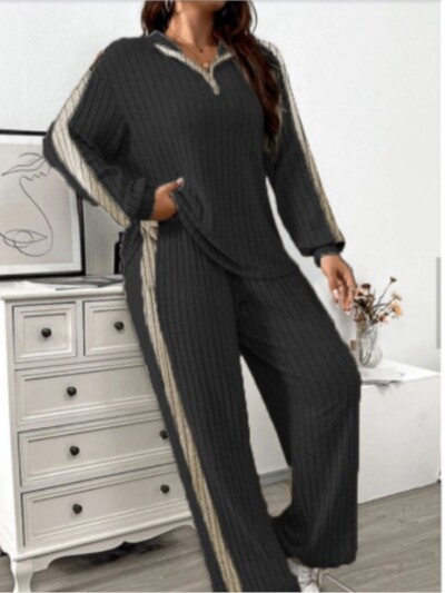 Vabaaja ülikond Naiste sügisriietus Uus kampsun Laia säärega püksid Kaheosaline komplekt Ülikonnad pikkade varrukatega elegantsed naiste spordiriided