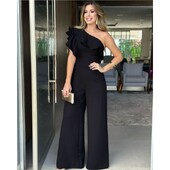 Sieviešu kombinezons Fashion Elegants biroja garais kombinezons sievietei vasarai Jauns, masīvs bezpiedurkņu volānveida kombinezons uz vienu plecu