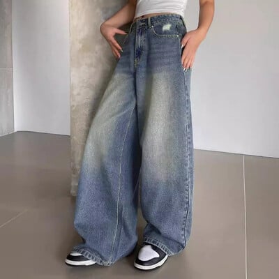 Blugi Femei Pantaloni din denim Pantaloni largi Pantaloni lungi casual largi cu talie înaltă Streetwear Pantaloni maxi drepți eleganti Blugi cu talie înaltă