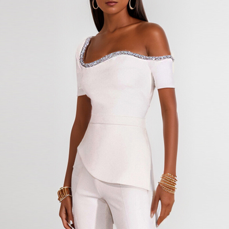 2024. gada jauns sieviešu modes tērps ballītei ar īsām piedurknēm.