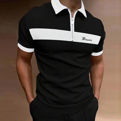 Cămașă polo pentru bărbați Cămașă de golf de lucru Guler polo de stradă Tricou clasic cu mânecă scurtă la modă ocazional cu nasturi de vară Fit regulat