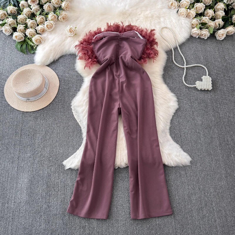 Neploe elegantsed vintage sulgedest tutid Olkadeta kombinesoonid, kõrge vöökohaga sirged püksid 2024. aasta suvel, uued lahtised laiad püksid