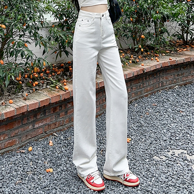 Teksapüksid, naiste pikad püksid, pikendatud korea trendikas valge kõrge kvaliteediga igapäevased klassikalised teksad Päris uued, naiste püksid