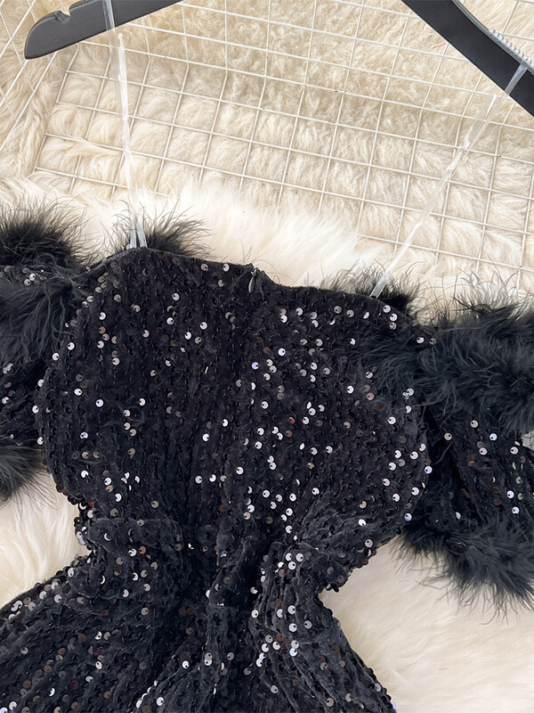 Дамски черни готически ретро гащеризони Гащеризони с пайети Y2k модни корейски гащеризони с висока талия и широки крачоли Емо кокетни дрехи 2024