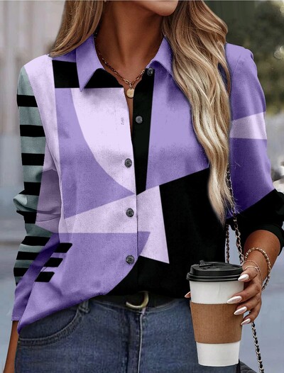 2024. gada pavasara un rudens retro jaciņas džemperis Abstrakts apdrukas krekls ar garām piedurknēm kreklu jaka V kakla ikdienišķs trikotāžas sieviešu jautrs apģērbs