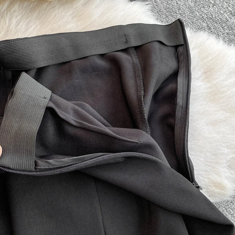 Eleganti sieviešu divdaļīgie komplekti Vintage O veida kakla izšūšana ar krellēm, kas savienota ar augstu vidukli, sadalīti svārki High Street rudens ziemas apģērbs