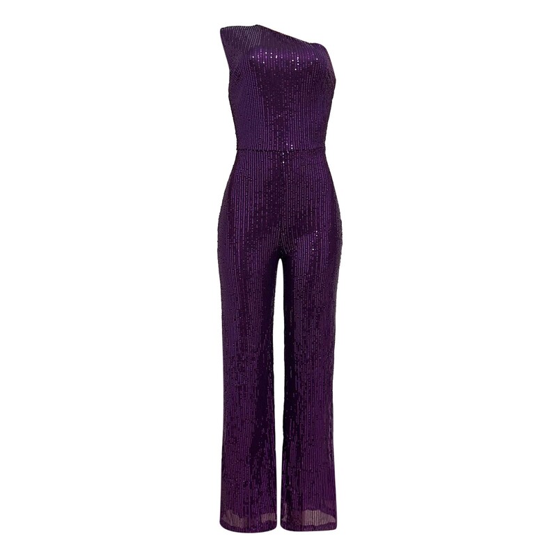 Sieviešu garais kombinezons ar fliteriem, viena pleca piedurknēm, viengabalains, seksīgs, plāns, viengabalains, elegants bikses, kombinezons ar augstu vidukli MacacãO