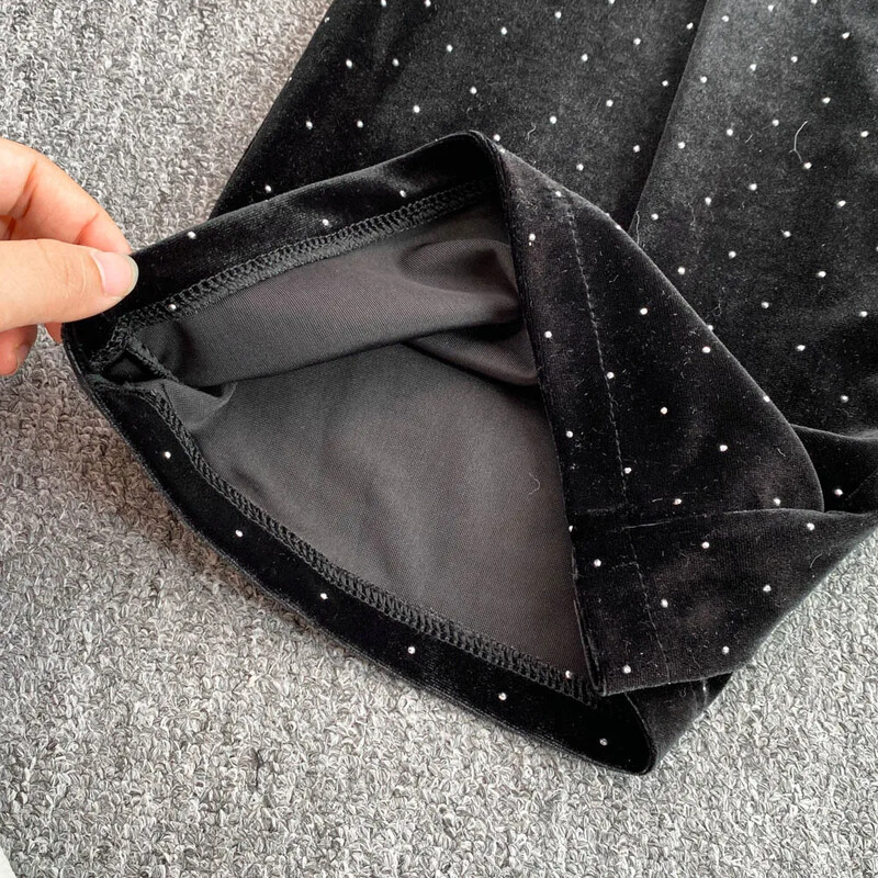 Vintage V-kaelusega pikkade varrukatega kivist top High Street Dot Print Kõrge vöökohaga püksid Jumpsuit Sügistalv naiste sametrõivad