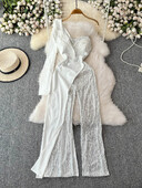 XFPV sieviešu augstākās klases temperamenta kombinezons, grezns, nost pleciem, garajām piedurknēm, modes 2025. gada pavasara vasara SM12178