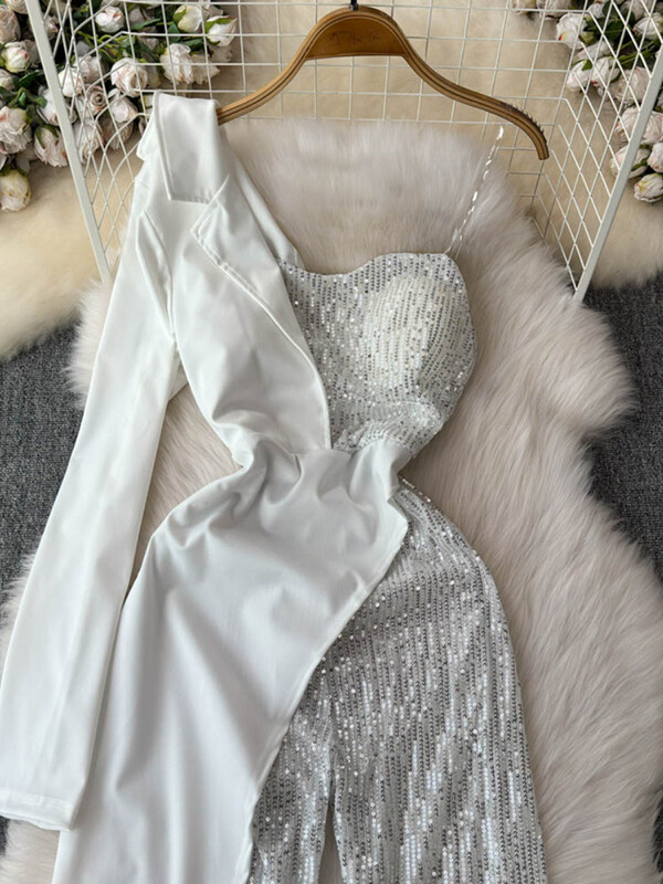 XFPV sieviešu augstākās klases temperamenta kombinezons, grezns, nost pleciem, garajām piedurknēm, modes 2025. gada pavasara vasara SM12178