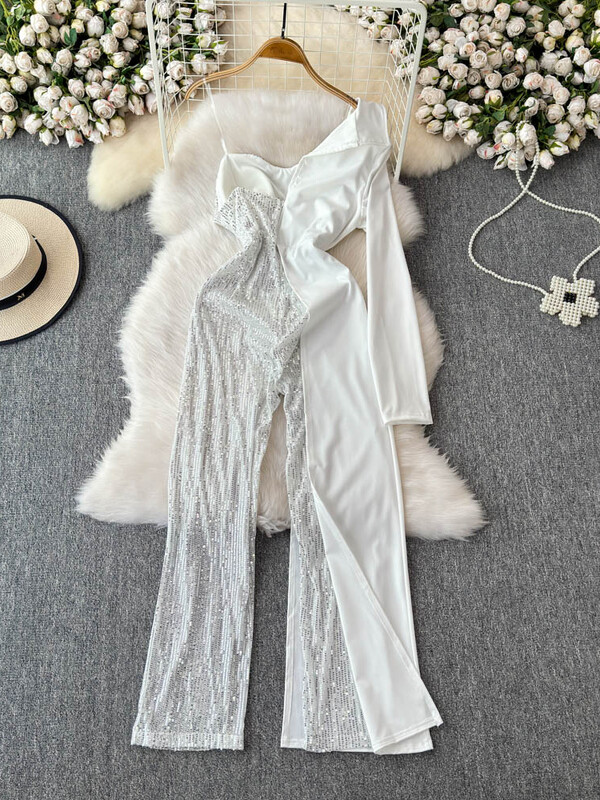 XFPV sieviešu augstākās klases temperamenta kombinezons, grezns, nost pleciem, garajām piedurknēm, modes 2025. gada pavasara vasara SM12178