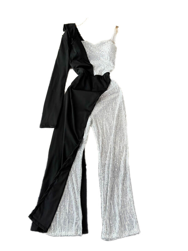 XFPV sieviešu augstākās klases temperamenta kombinezons, grezns, nost pleciem, garajām piedurknēm, modes 2025. gada pavasara vasara SM12178