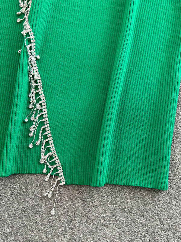 XFPV Дамски еластичен къс плетен пуловер с високо деколте Горна част с висока талия Пола от две части Комплект Y2k Мода Есен Зима 2025 г.