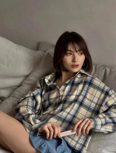 Sieviešu vintage krekls ar garām piedurknēm Lielizmēra rūtains krekls rudens ziemas modes brīvs atloks kabatas krekls pieguļoša blūze korejiešu stilā