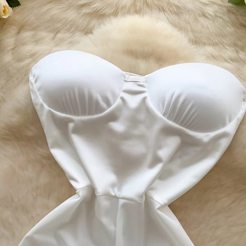 Stiilne vintage, õlgadeta õlgadeta seksikas seljatoeta ülaosa Elegantne kõrge vöökohaga vabaaja püksid, kevadine naiste mängukostüüm