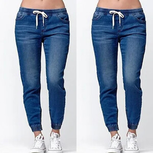 Ženske traperice za mršavljenje s elastičnim gumenim pojasom Europski i američki prekogranični stil Ležerni tinejdžerski dizajn za mala stopala