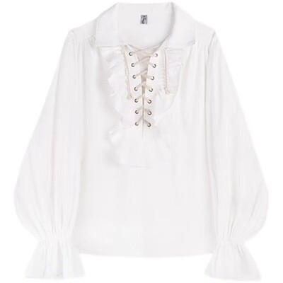 2024 m. Moteriški piratų marškiniai Vampyro princo poeto marškinėliai Viduramžių „Buccaneer“ puošniai suvarstomi Renesanso senovinės gotikinės palaidinės