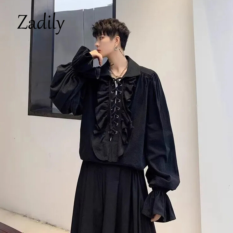 2024 m. Moteriški piratų marškiniai Vampyro princo poeto marškinėliai Viduramžių „Buccaneer“ puošniai suvarstomi Renesanso senovinės gotikinės palaidinės