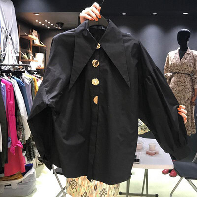 Balti eleganti pērļu sieviešu krekli korejiešu asa stūra apkakle ar garām piedurknēm sieviešu blūze Y2k modes jauni šiki sieviešu topi