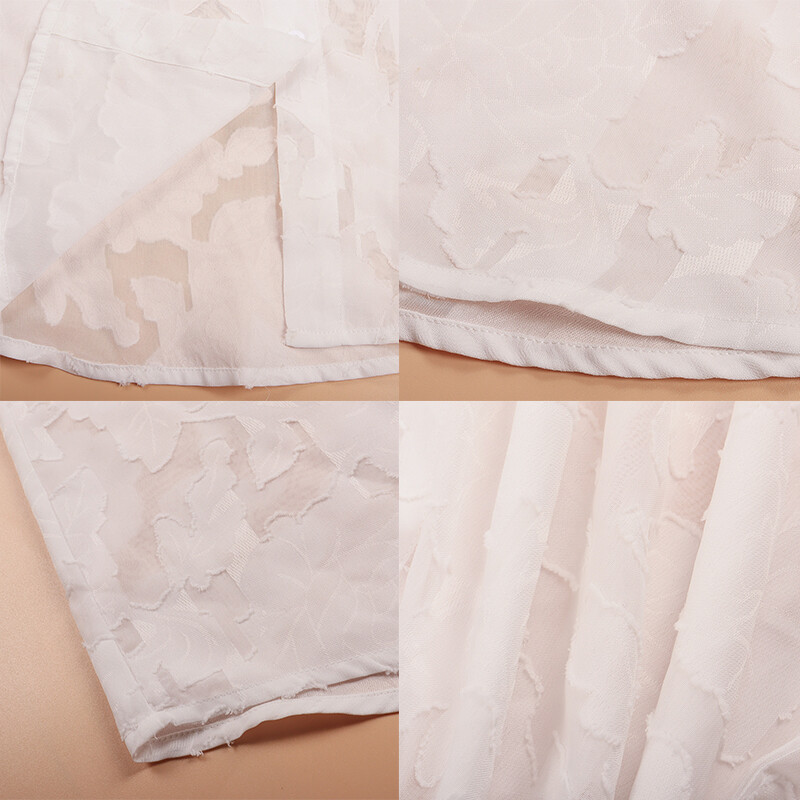 Modna Jacquard Čipkana šifonska košulja Ženska 2023. Elegantna bijela bluza dugih rukava Ženske ležerne bluze Labave ženske majice s cvjetnim motivima 27130