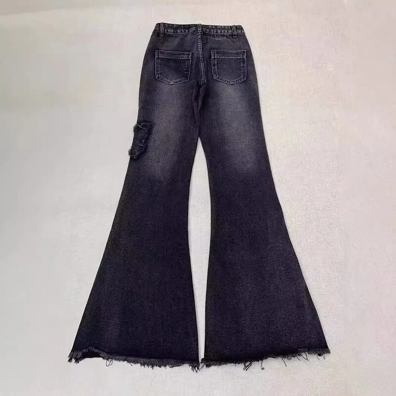 Bumbierveida slaidinoši džinsi ar augstu vidukli Amerikāņu stila brīvas bikses sievietēm