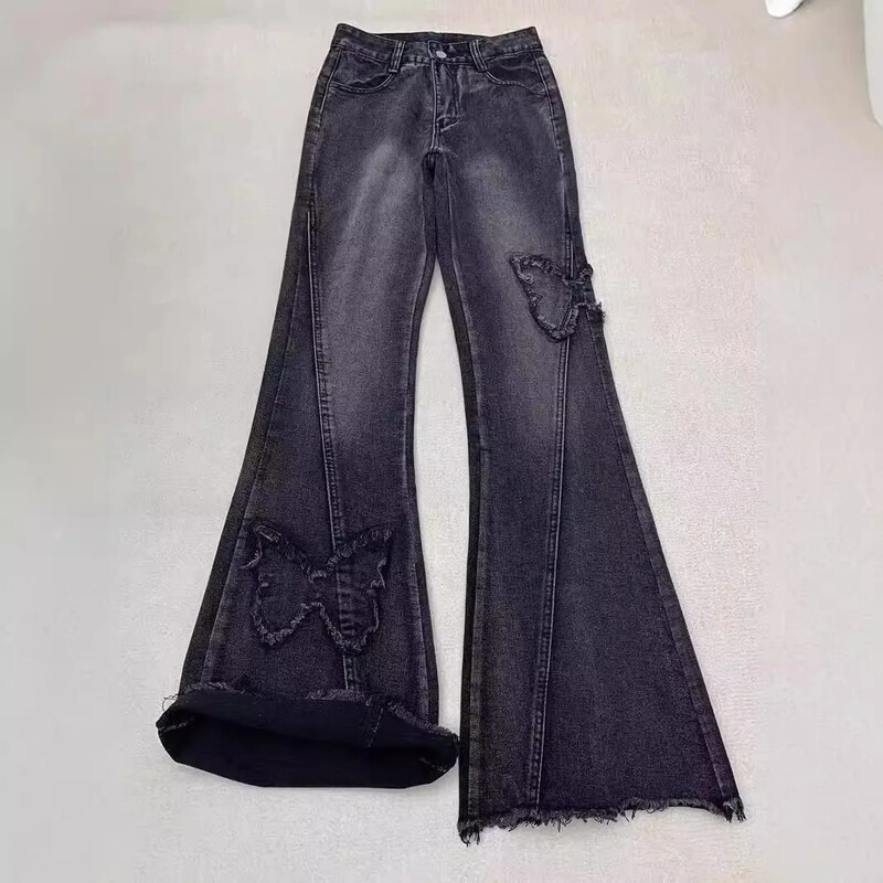 Bumbierveida slaidinoši džinsi ar augstu vidukli Amerikāņu stila brīvas bikses sievietēm