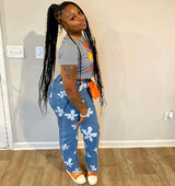 Augstas jostasvietas mazgātas vintage džinsu bikses ar ziedu apdruku Taisnās kājas džinsi sievietēm Stretch sieviešu bikses Taisnas mazgātas bikses