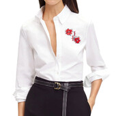 Дизайн на бродерия на дамска риза CH Опростен, модерен и многофункционален стил Дамска официална риза Моден ежедневен стил за пътуване