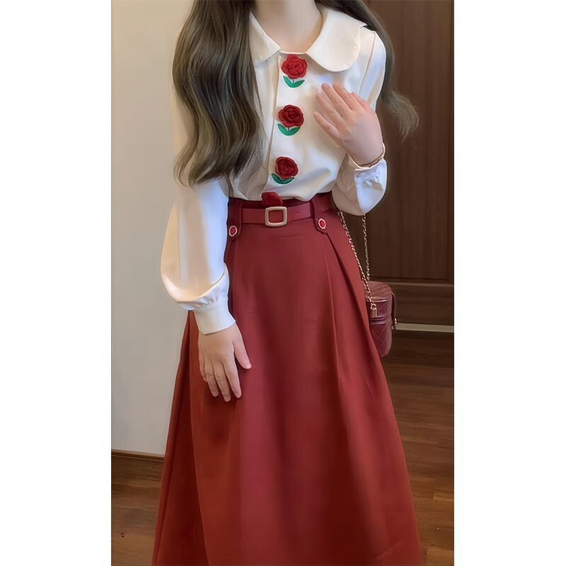 Sieviešu apģērbs Šiks ziedu pogas mīksts krekli ar garām piedurknēm pavasara rudens jauni brīvi vintage laternas piedurkņu krekli