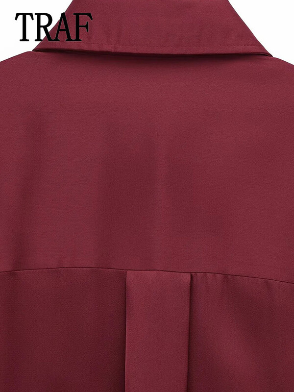 TRAF Kuldnööbiga Särk Naine Solid Office Lühikesed Topid Särgid Naistele 2025 Pikkade varrukatega Naiste vabaaja särk lahtised pluusid Top
