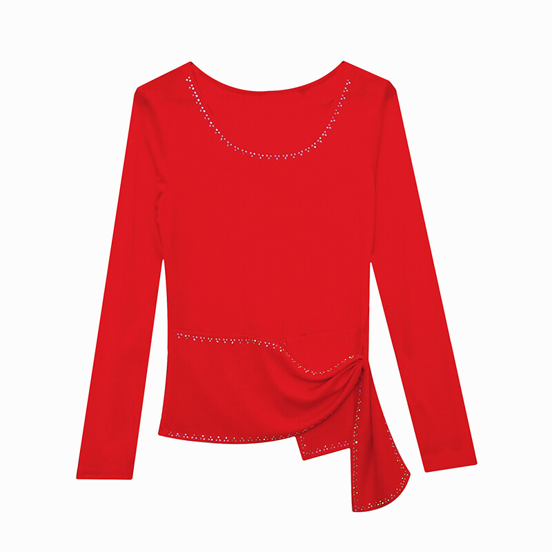 Dingaozlz Chic Style Naiste riided Teemandid O-kaelusega soliidne T-särk pikkade varrukatega vabaaja võrktopsid Naiste särgid