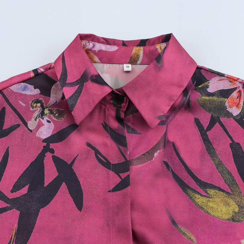 DEEABAE Women Trends 2025 Mood Täiesti sobiv reväär, pikkade varrukatega satiintekstuuriga mustriga vabaaja särgid