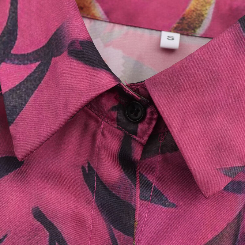 DEEABAE Women Trends 2025 Mood Täiesti sobiv reväär, pikkade varrukatega satiintekstuuriga mustriga vabaaja särgid