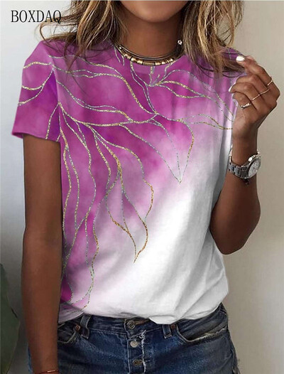 Dámske módne tričká s krátkym rukávom a gradientom, letné 3D batikované potlačené streetwear, dámske tričko, trendy, O-krk, ležérne topy, plus veľkosť