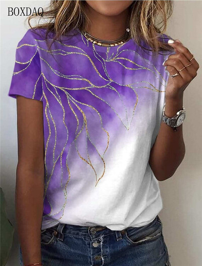 Dámske módne tričká s krátkym rukávom a gradientom, letné 3D batikované potlačené streetwear, dámske tričko, trendy, O-krk, ležérne topy, plus veľkosť