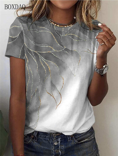 Dámske módne tričká s krátkym rukávom a gradientom, letné 3D batikované potlačené streetwear, dámske tričko, trendy, O-krk, ležérne topy, plus veľkosť
