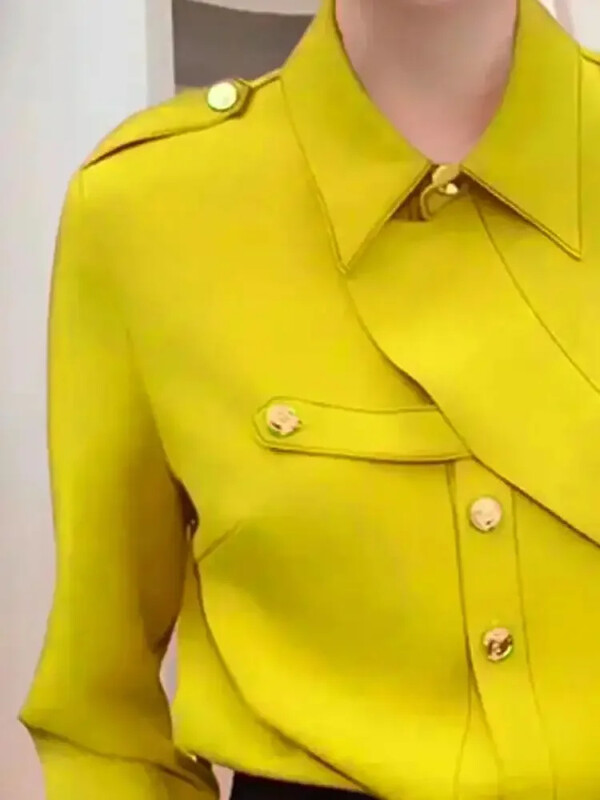 Onecozyday Urban naiste särk ühevärviline, pikkade varrukatega, nööpidega T-särk 2024, uued ametlikud topid kontorite naiste pendelsärkidele