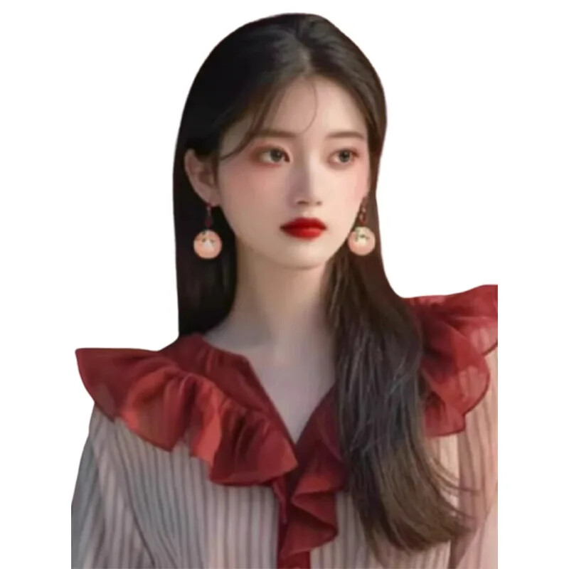 Винтидж дамски блузи на райета Пролет/Лято Нови пачуърк корейски ризи Свободни топове с волани V-образно деколте Разпродажби на дамско облекло