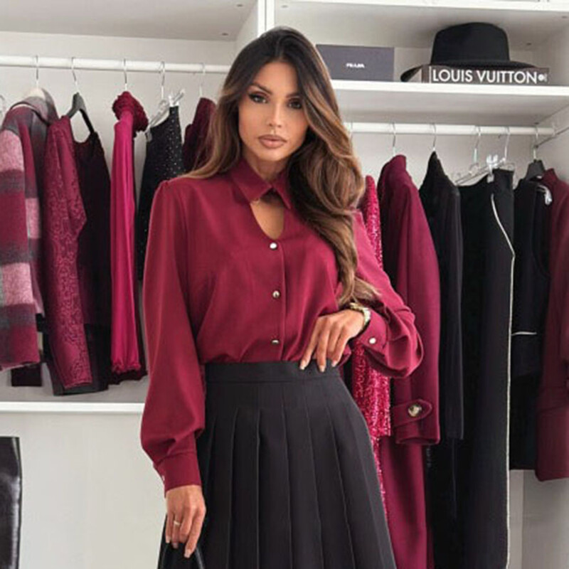 Pavasara rudens sieviešu blūze ar garām piedurknēm, 2025. gada modes izliekti balti krekli Sieviešu, melni topi, ikdienas